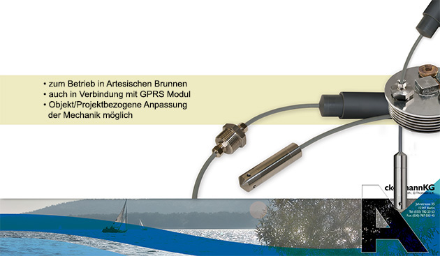 Zum Betrieb in Artesischen Brunnen
Auch in Verbindung mit GPRS Modul
Objekt/Projektbezogene Anpassung der Mechanik möglich